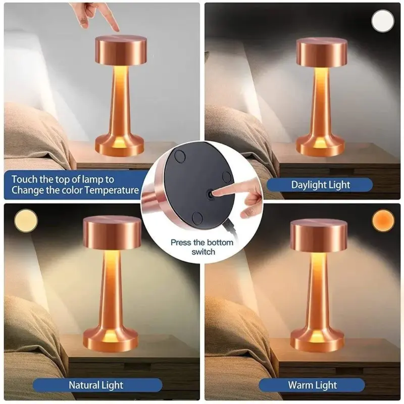 Retro metallic touch sensor table lamp