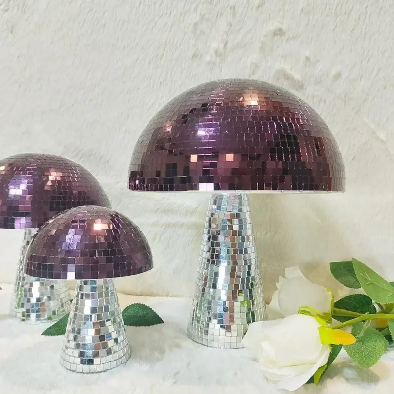 Retro purple mushroom disco mirror ball