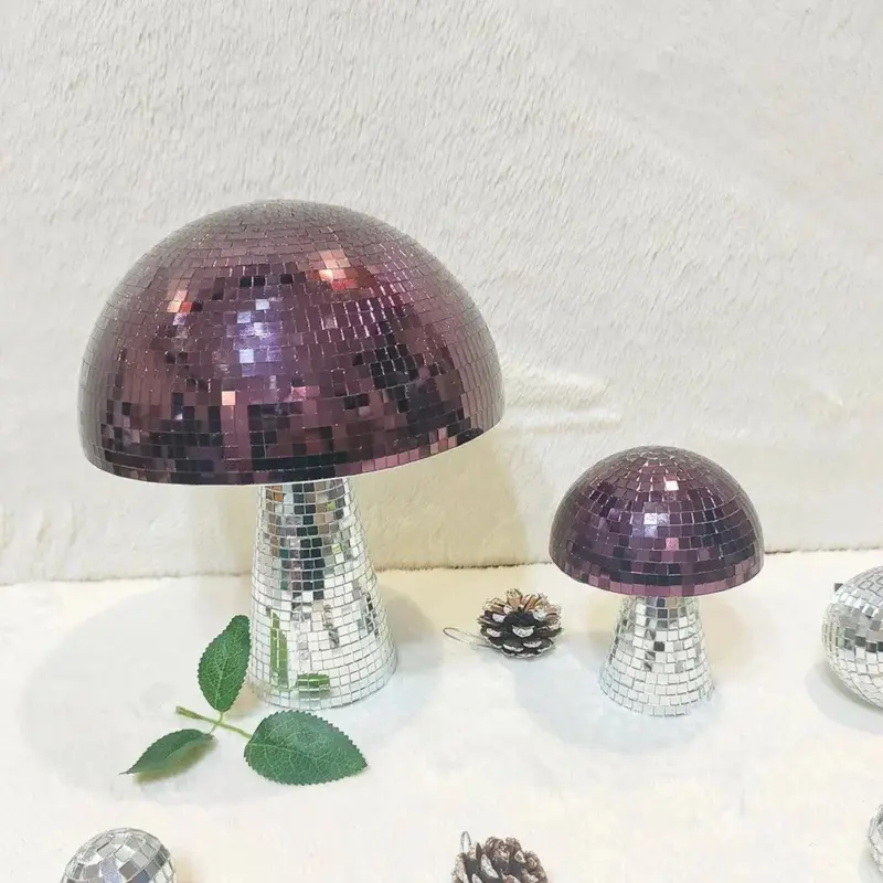 Retro purple mushroom disco mirror ball