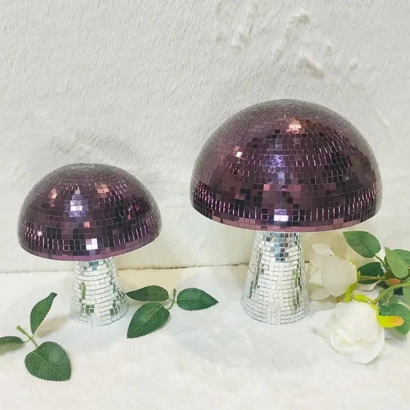 Retro purple mushroom disco mirror ball