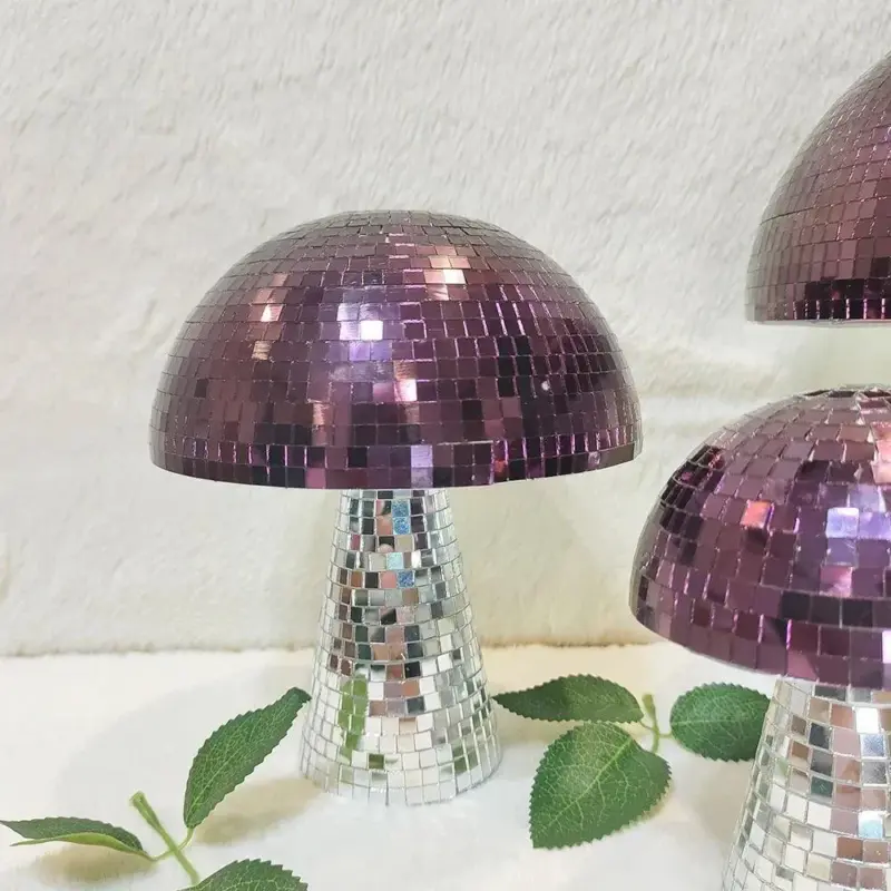 Retro purple mushroom disco mirror ball