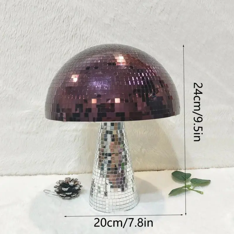 Retro purple mushroom disco mirror ball