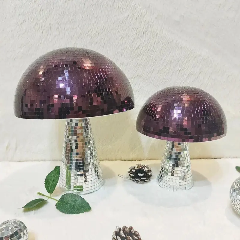 Retro purple mushroom disco mirror ball