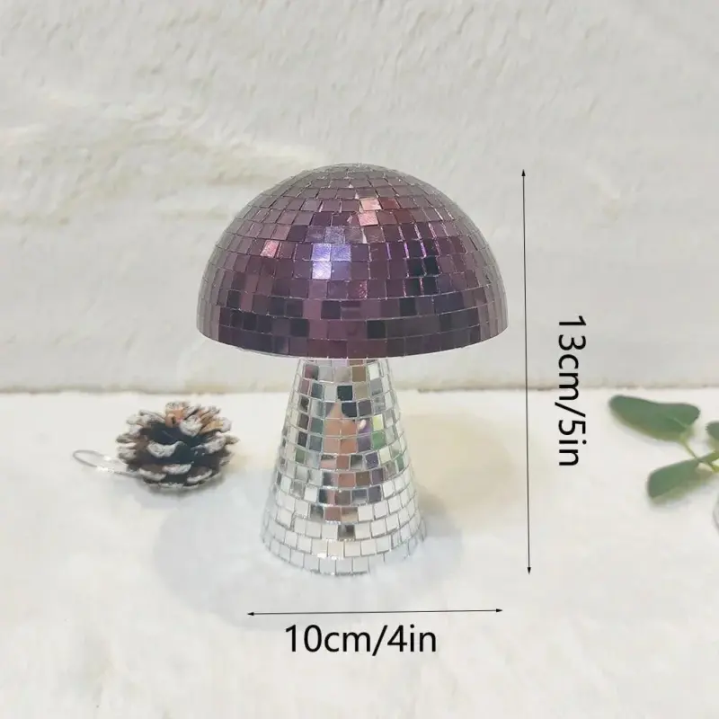 Retro purple mushroom disco mirror ball