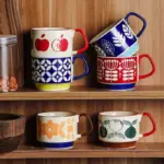 Retro style colourful stackable coffee mug