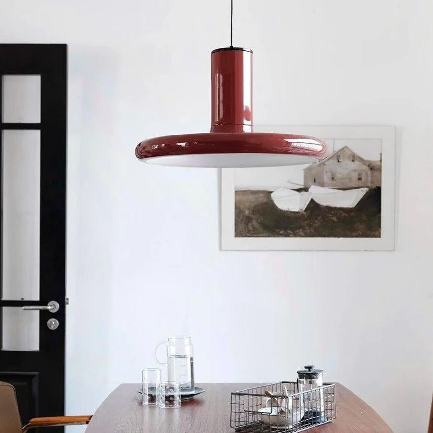 Retro Style Dark Red Saucer Pendant Light 118297