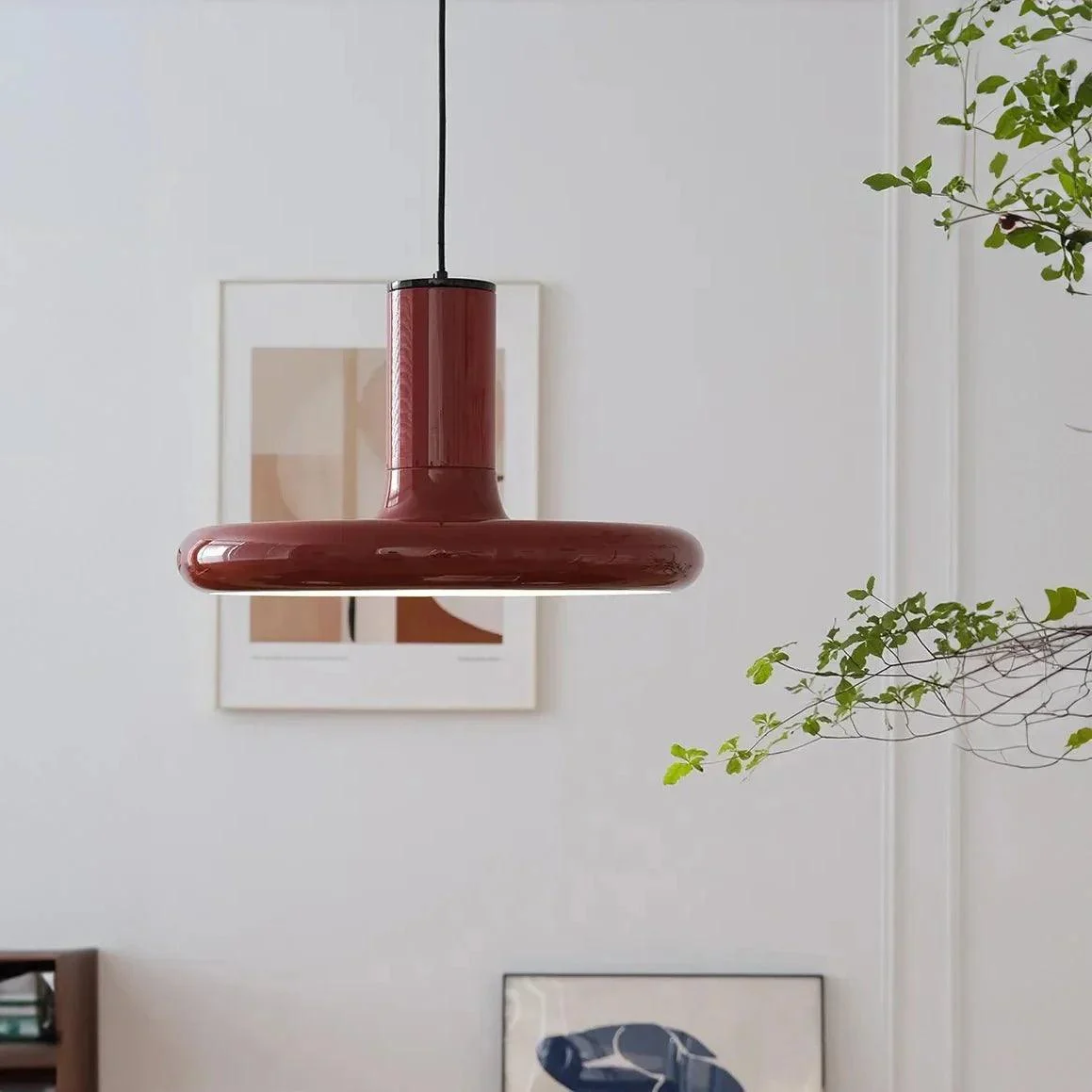 Retro Style Dark Red Saucer Pendant Light 239511