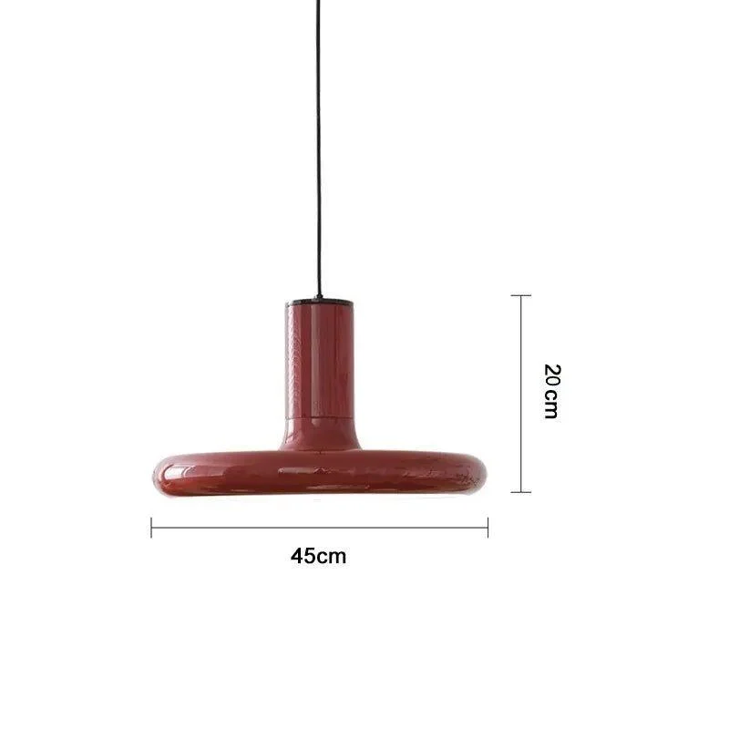 Retro Style Dark Red Saucer Pendant Light 366823