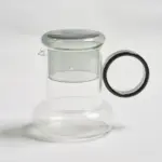 Retro style glass pitcher with lid matching cup