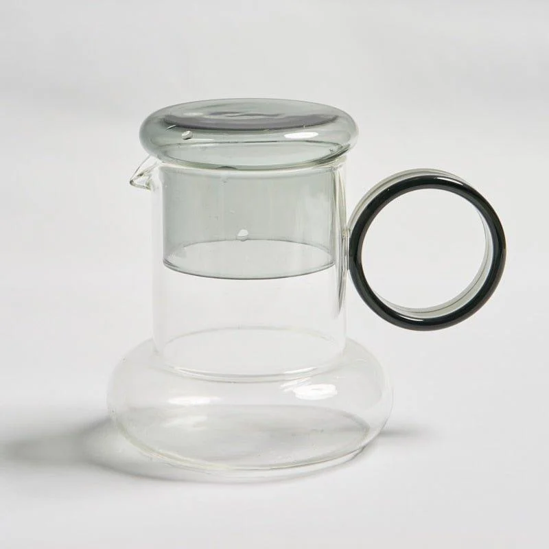 Retro Style Glass Pitcher With Lid Matching Cup 240043