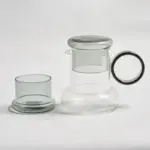 Retro style glass pitcher with lid matching cup