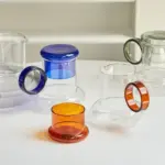 Retro style glass pitcher with lid matching cup