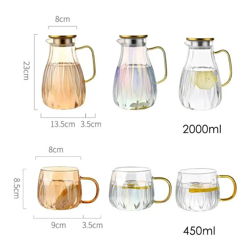 Retro Style Glass Water Jug Matching Cups Set 850768