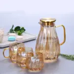 Retro style glass water jug matching cups set