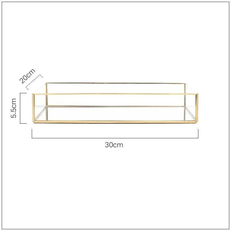 Retro Style Gold Glass Jewellery Tray 207674