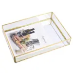 Retro style gold glass jewellery tray