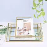 Retro style gold glass jewellery tray