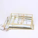 Retro style gold glass jewellery tray