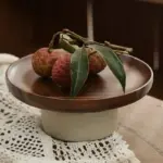 Retro style japanese acacia wood cake tray