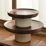 Retro style japanese acacia wood cake tray
