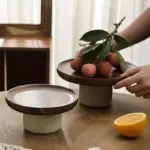 Retro style japanese acacia wood cake tray