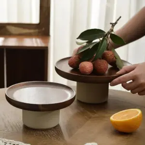 Retro Style Japanese Acacia Wood Cake Tray