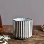 Retro style ribbed ceramic tea cup