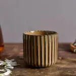 Retro style ribbed ceramic tea cup