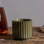 Retro style ribbed ceramic tea cup