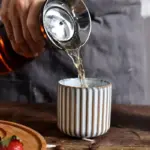 Retro style ribbed ceramic tea cup