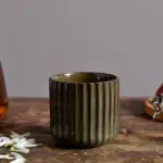 Retro style ribbed ceramic tea cup