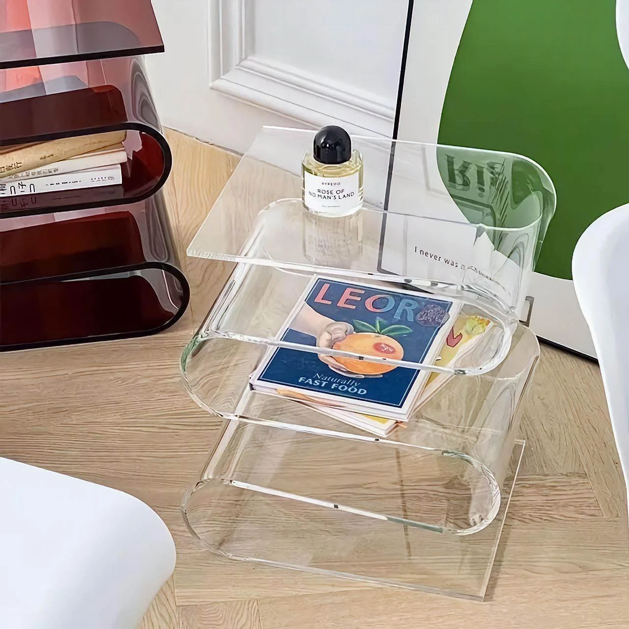 Retro Transparent Living Room Side Table 243512