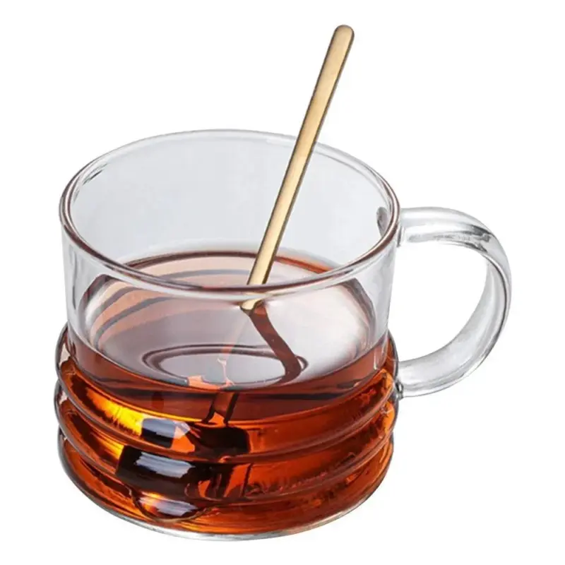 Ribbed bottom solid colour glass mug