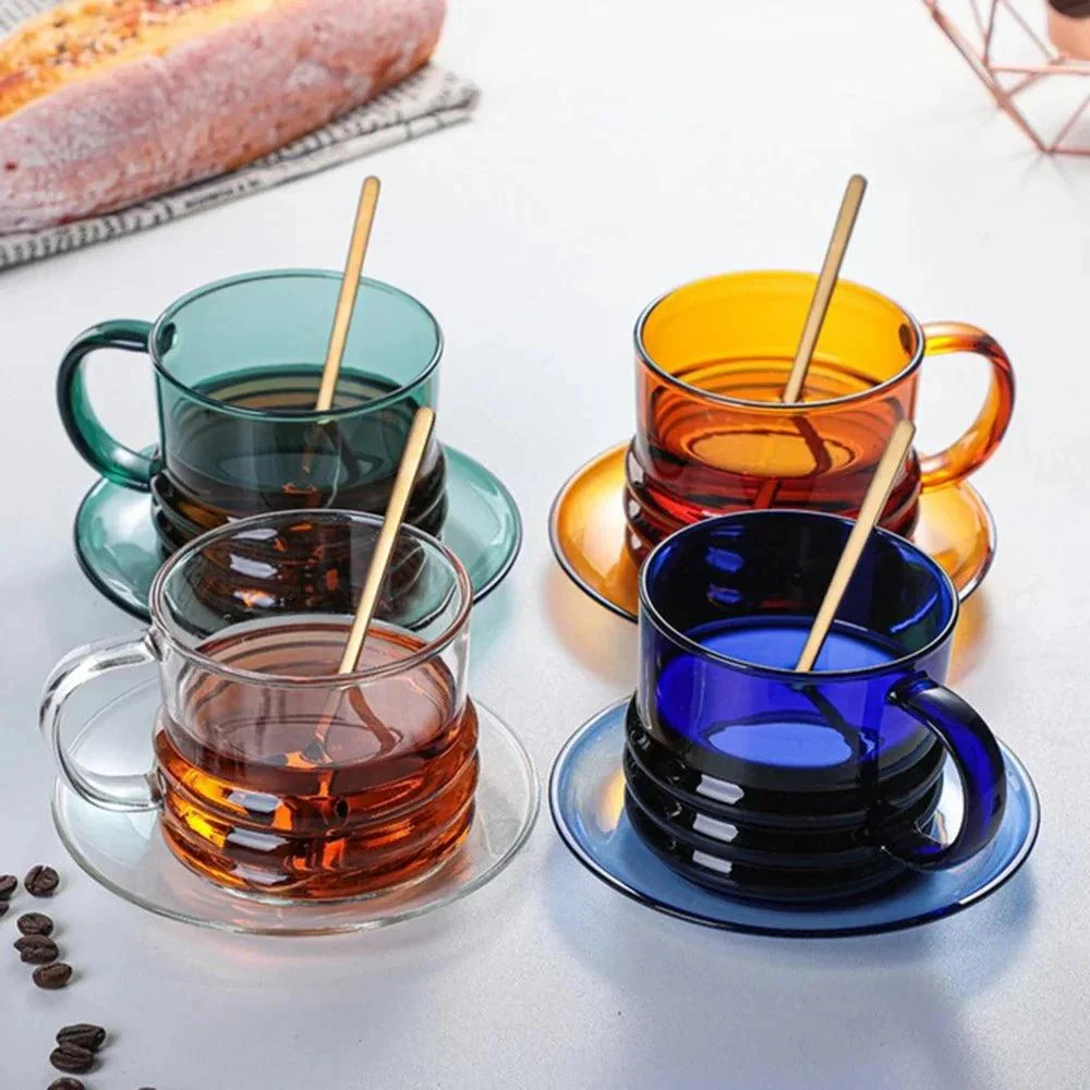 Ribbed Bottom Solid Colour Glass Mug 766453