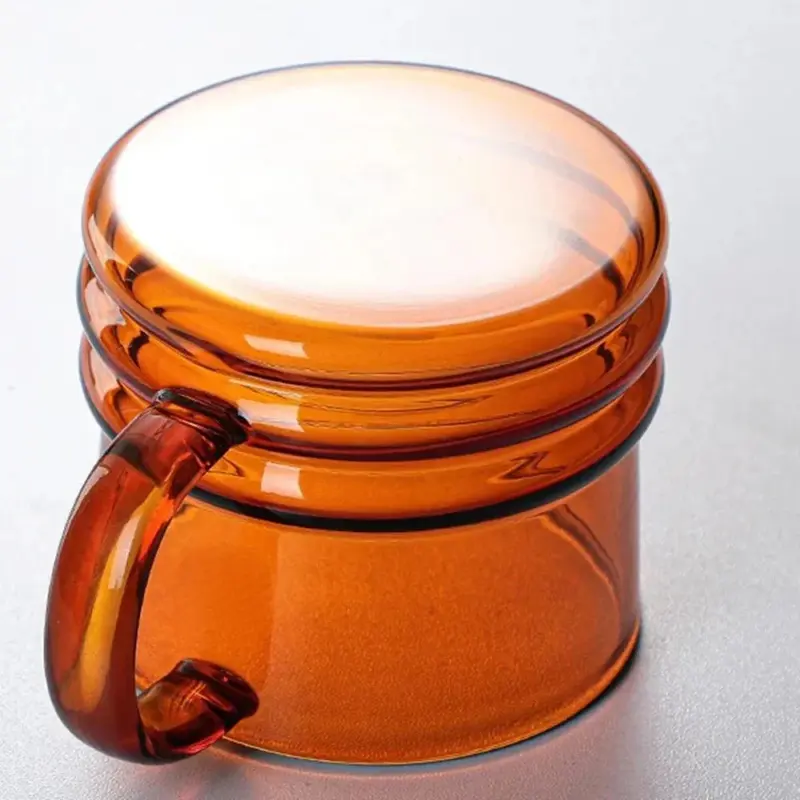 Ribbed bottom solid colour glass mug