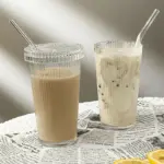 Ridged glass cup with strawdrinkswareliving simply house
