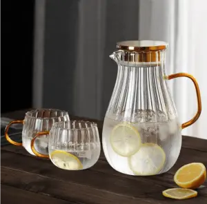 Ridged Heatproof Glass Jug and Cups