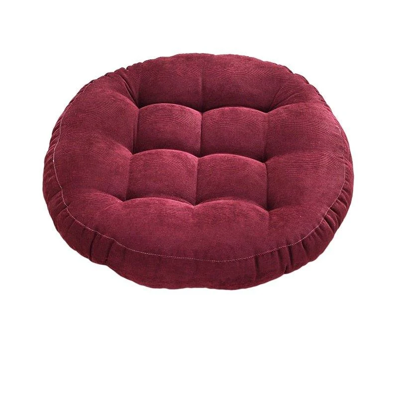 Round Corduroy Solid Tufted Thick Cushion 331961