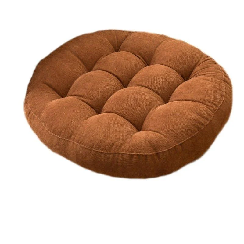 Round Corduroy Solid Tufted Thick Cushion 401828