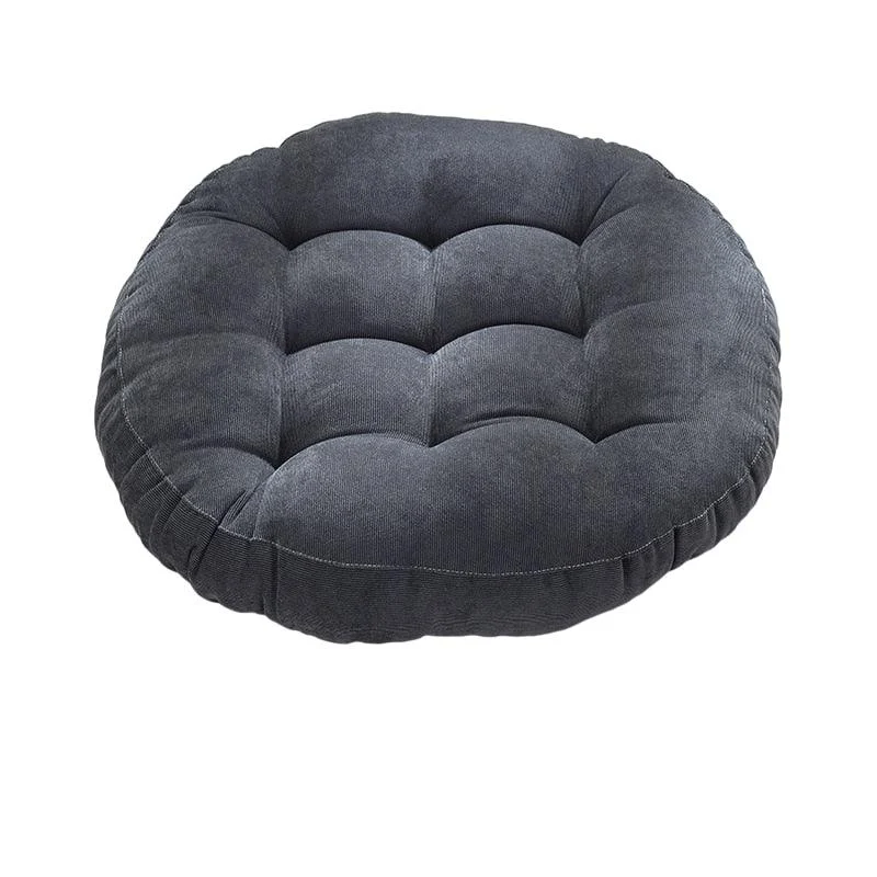 Round Corduroy Solid Tufted Thick Cushion 776916