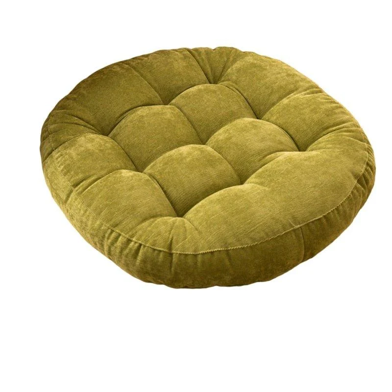 Round Corduroy Solid Tufted Thick Cushion 957739