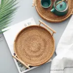 Round rattan tray with handlesaccessoriesliving simply house