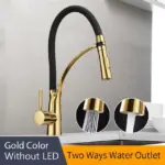 Rubber chrome led pullable kitchen faucet