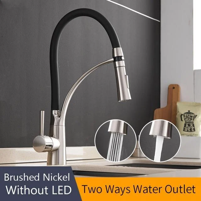 Rubber Chrome Led Pullable Kitchen Faucet 775231