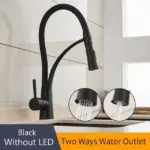 Rubber chrome led pullable kitchen faucet
