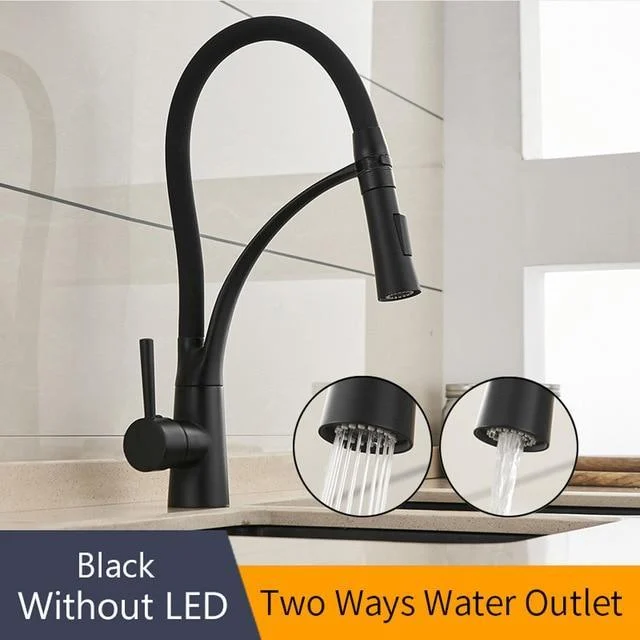 Rubber Chrome Led Pullable Kitchen Faucet 825577