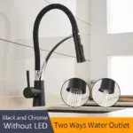 Rubber chrome led pullable kitchen faucet