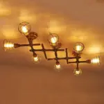 Rustic industrial semi flush ceiling light steampunk pipe fixture pendant lamp