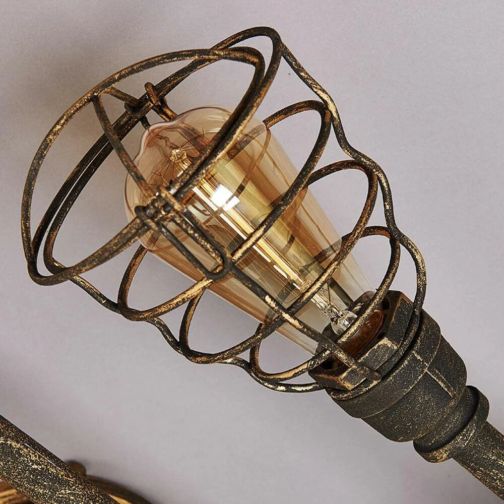 Rustic Industrial Semi Flush Ceiling Light Steampunk Pipe Fixture Pendant Lamp 605746