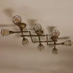 Rustic industrial semi flush ceiling light steampunk pipe fixture pendant lamp